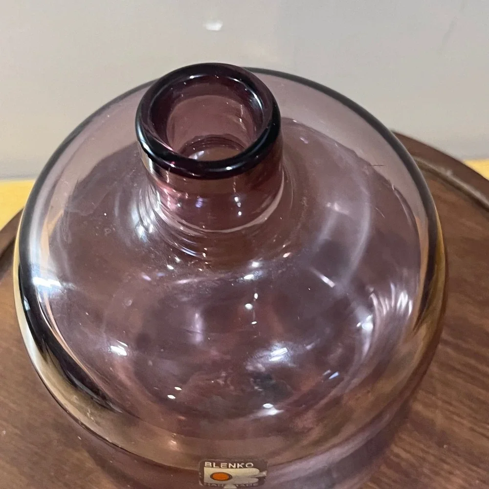 Vtg Blenko Amethyst Purple Art Glass Decanter Vase Handmade 7.5 Inch MCM